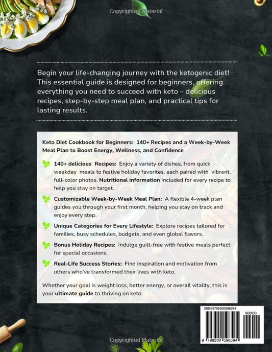 Keto Diet Cookbook for Beginners: 140+ Recipes and a Week-by-Week Meal Plan to Boost Energy and Support Wellness. The Ultimate Guide to Health and Vitality with Low-Carb Nutrition - My Store