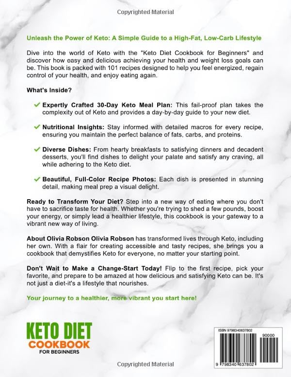 Keto Diet Cookbook for Beginners: 101 Simple & Tasty Low-Carb, Low-Sugar Recipes to Launch Your Health Journey, Comprehensive 30-Day Meal Plan, ... and Delicious Recipes for Beginners!) - My Store