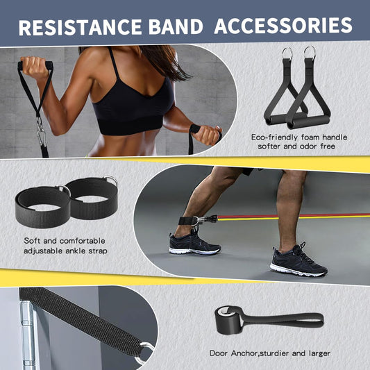 WHATAFIT Resistance Bands, Exercise Bands,Resistance Bands for Working Out, Work Out Bands with Handles for Men and Women Fitness, Strength Training Home Gym Equipment - My Store