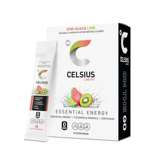 CELSIUS On-the-Go Powder Stick Zero Sugar (14 Sticks per Pack), Orange, 2.60 Oz