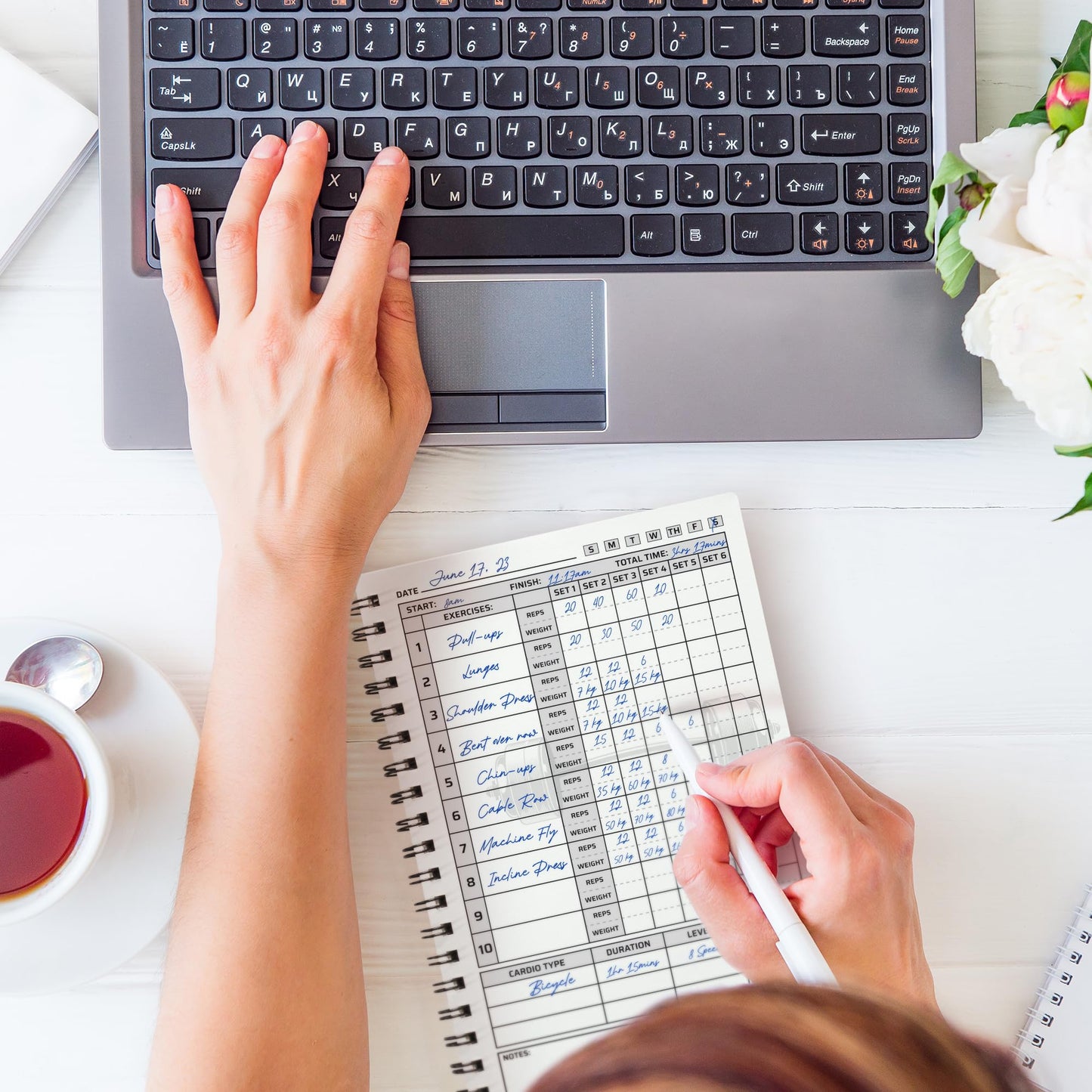 Workout Planner for Daily Fitness Tracking & Goals Setting - A5 Size, 6” x 8”, Charcoal Gray - Men & Women Personal Home & Gym Training Diary - Log Book Journal - by Workout Log Gym - My Store