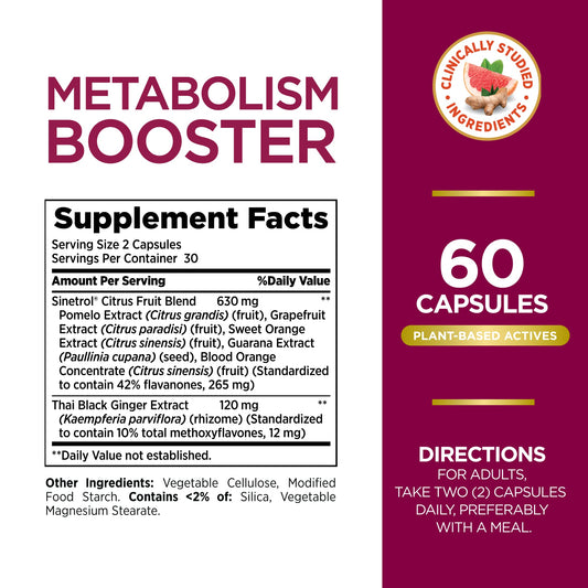 Nature’s Bounty Optimal Solutions Metabolism Booster Supplement, Boosts Fat Metabolism, Promotes Abdominal Fat Loss, With Citrus Extracts and Black Ginger, 60 Capsules - My Store
