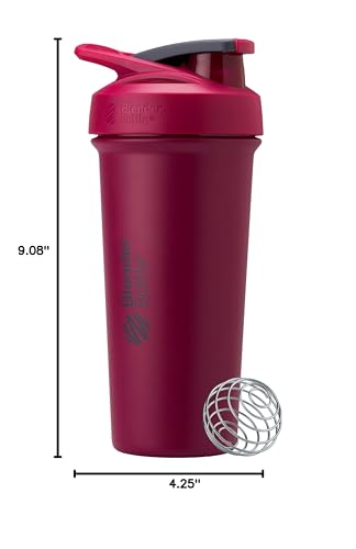BlenderBottle Strada Shaker Cup Insulated Stainless Steel Water Bottle with Wire Whisk, 24-Ounce, Black - My Store