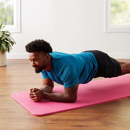 Amazon Basics 1/2 Inch Extra Thick Exercise Yoga Mat with Carrying Strap, Cushioned Support, for Fitness and Gym Workouts - My Store