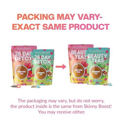 Skinny Boost Detox Tea Kit- 2 PACK –1 Daytime (28 Bags) + 1 Evening -(14 Bags) – Herbal Detox for Weight, Metabolism, Energy, Bloating & Colon Cleanse – Green Tea, Vegan, Keto, Non-GMO, Sugar-Free - My Store