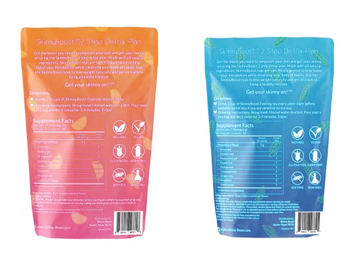Skinny Boost Detox Tea Kit- 2 PACK –1 Daytime (28 Bags) + 1 Evening -(14 Bags) – Herbal Detox for Weight, Metabolism, Energy, Bloating & Colon Cleanse – Green Tea, Vegan, Keto, Non-GMO, Sugar-Free - My Store