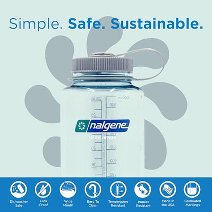 Nalgene Sustain Tritan BPA-Free Water Bottle Made with Material Derived From 50% Plastic Waste (using ISCC certified mass balance), 32 OZ, Wide Mouth - My Store