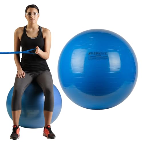 THERABAND Exercise Ball, Stability Ball with 55 cm Diameter for Athletes 5'1" to 5'6" Tall, Standard Fitness Ball for Posture, Balance, Yoga, Pilates, Core, & Rehab, Red - My Store