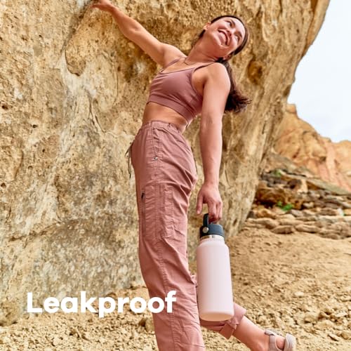 Hydro Flask Water Bottle - Insulated Stainless Steel - Wide Mouth Flex Lid, Non Spill, Leakproof and Refillable in 32 Oz Stone Gray