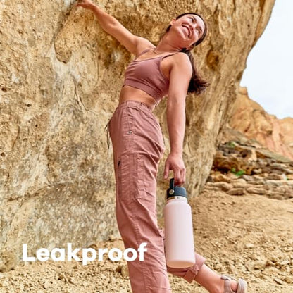 Hydro Flask Water Bottle - Insulated Stainless Steel - Wide Mouth Flex Lid, Non Spill, Leakproof and Refillable in 32 Oz Stone Gray