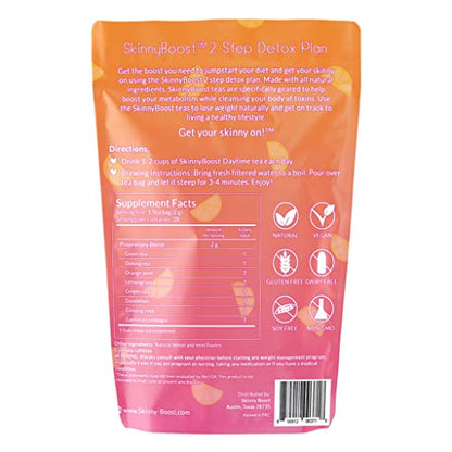 Skinny Boost Detox Tea Kit- 2 PACK –1 Daytime (28 Bags) + 1 Evening -(14 Bags) – Herbal Detox for Weight, Metabolism, Energy, Bloating & Colon Cleanse – Green Tea, Vegan, Keto, Non-GMO, Sugar-Free - My Store