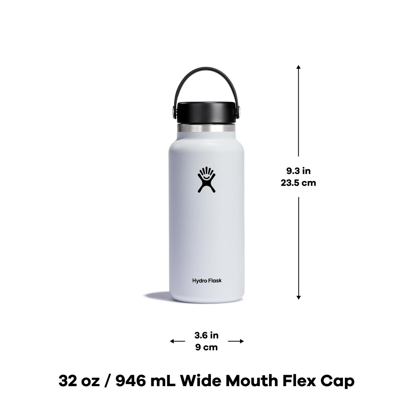 Hydro Flask Water Bottle - Insulated Stainless Steel - Wide Mouth Flex Lid, Non Spill, Leakproof and Refillable in 32 Oz Stone Gray