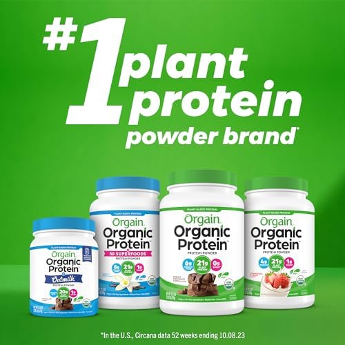 Orgain Organic Vegan Protein Powder, Vanilla Bean - 21g Plant Protein, 4g Prebiotic Fiber, No Lactose Ingredients, No Added Sugar, Non-GMO, For Shakes & Smoothies, 2.03 lb (Packaging May Vary) - My Store