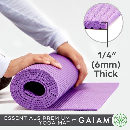 Gaiam Essentials Thick and Thin Yoga Mat Fitness & Exercise Mat with Easy-Cinch Carrier Strap - My Store