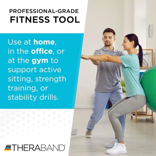 THERABAND Exercise Ball, Stability Ball with 55 cm Diameter for Athletes 5'1" to 5'6" Tall, Standard Fitness Ball for Posture, Balance, Yoga, Pilates, Core, & Rehab, Red - My Store