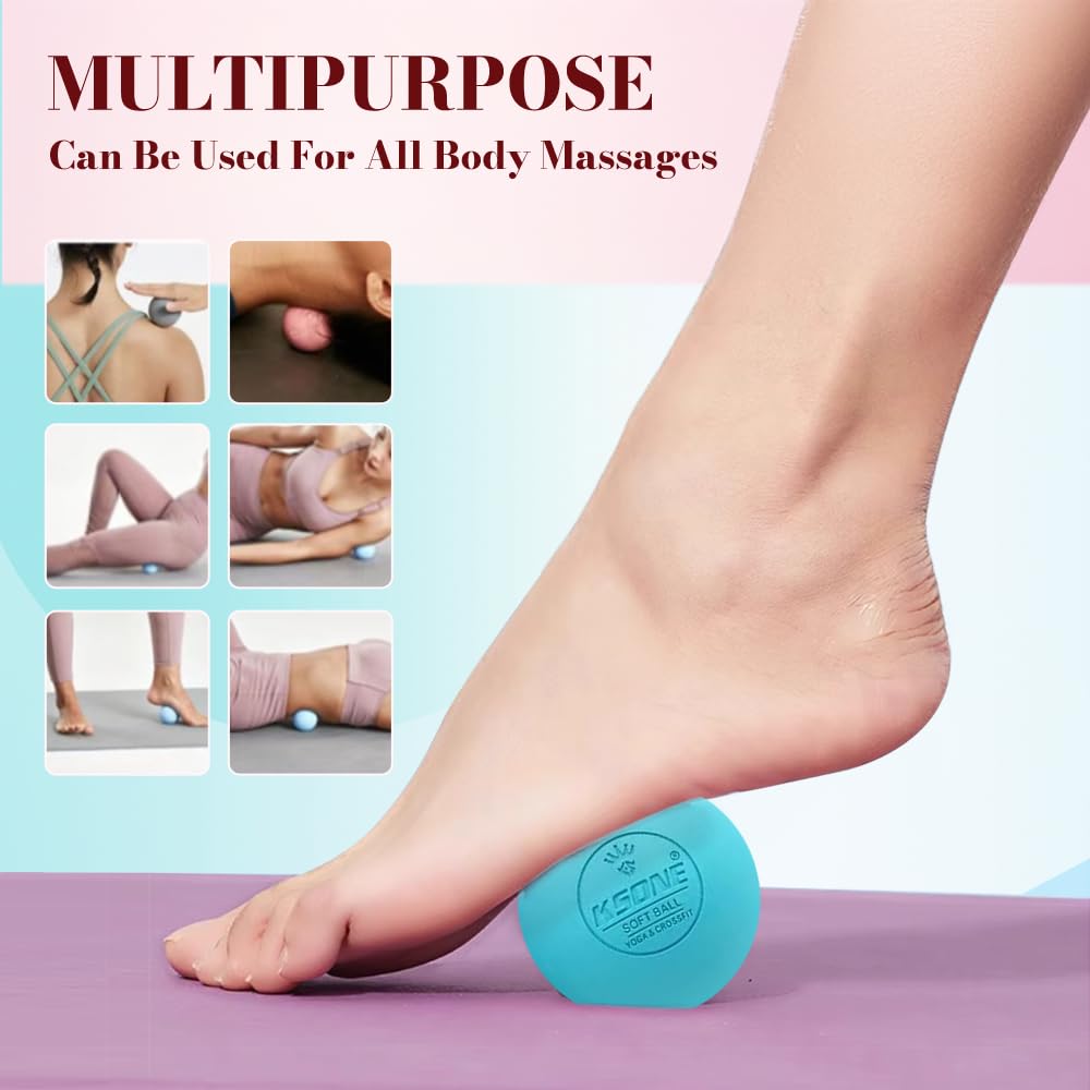 KSONE Massage Lacrosse Balls -Massage Balls for Myofacial Release&Trigger Point Therapy-Set of 2-Hard Lacrosse Massage Ball &Soft Massage Ball with one mini Ball - My Store