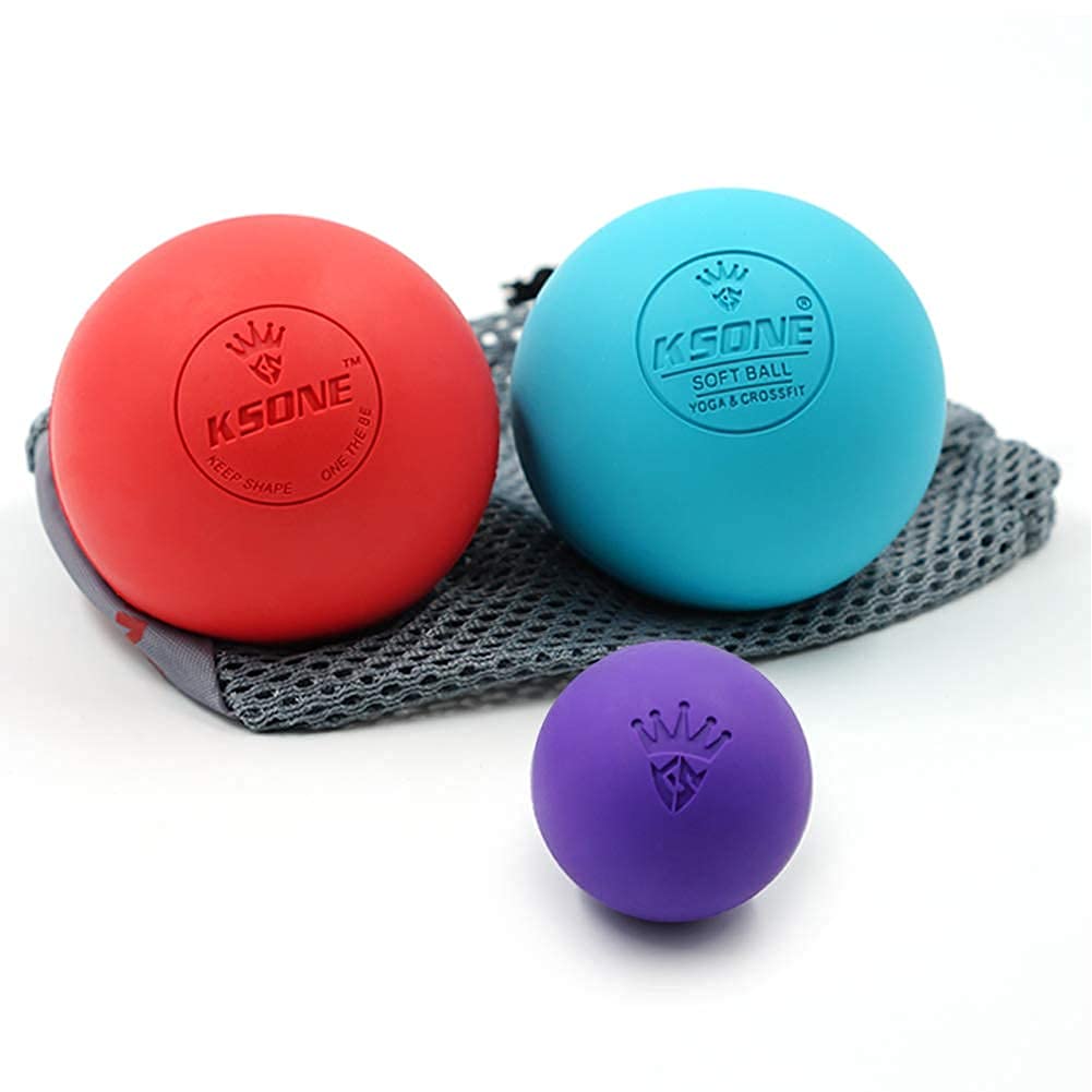 KSONE Massage Lacrosse Balls -Massage Balls for Myofacial Release&Trigger Point Therapy-Set of 2-Hard Lacrosse Massage Ball &Soft Massage Ball with one mini Ball - My Store