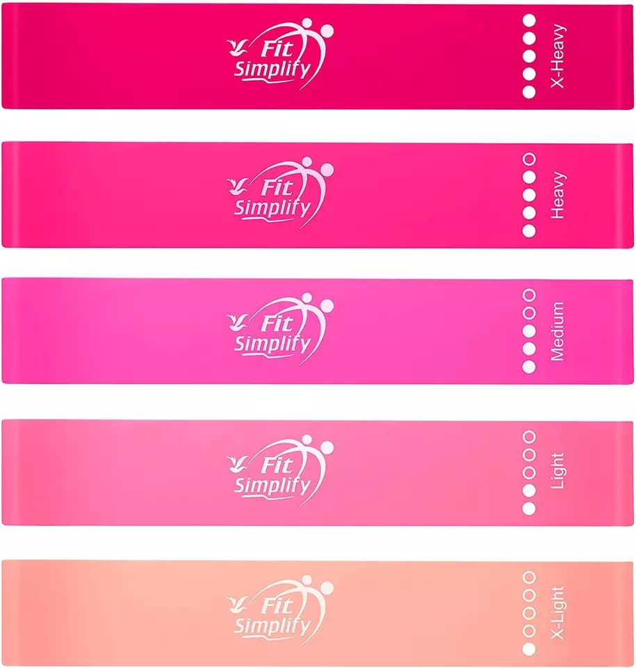 Fit Simplify Resistance Loop Exercise Bands with Instruction Guide and Carry Bag, Set of 5 - My Store