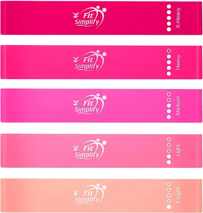 Fit Simplify Resistance Loop Exercise Bands with Instruction Guide and Carry Bag, Set of 5 - My Store