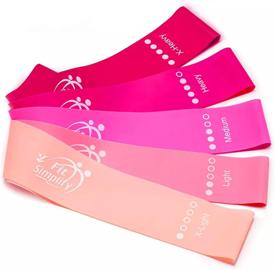 Fit Simplify Resistance Loop Exercise Bands with Instruction Guide and Carry Bag, Set of 5 - My Store