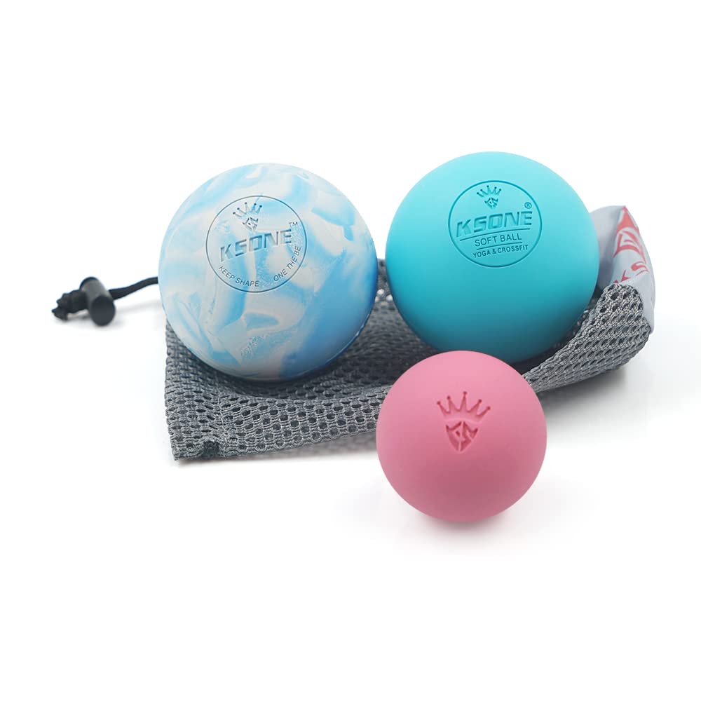 KSONE Massage Lacrosse Balls -Massage Balls for Myofacial Release&Trigger Point Therapy-Set of 2-Hard Lacrosse Massage Ball &Soft Massage Ball with one mini Ball - My Store