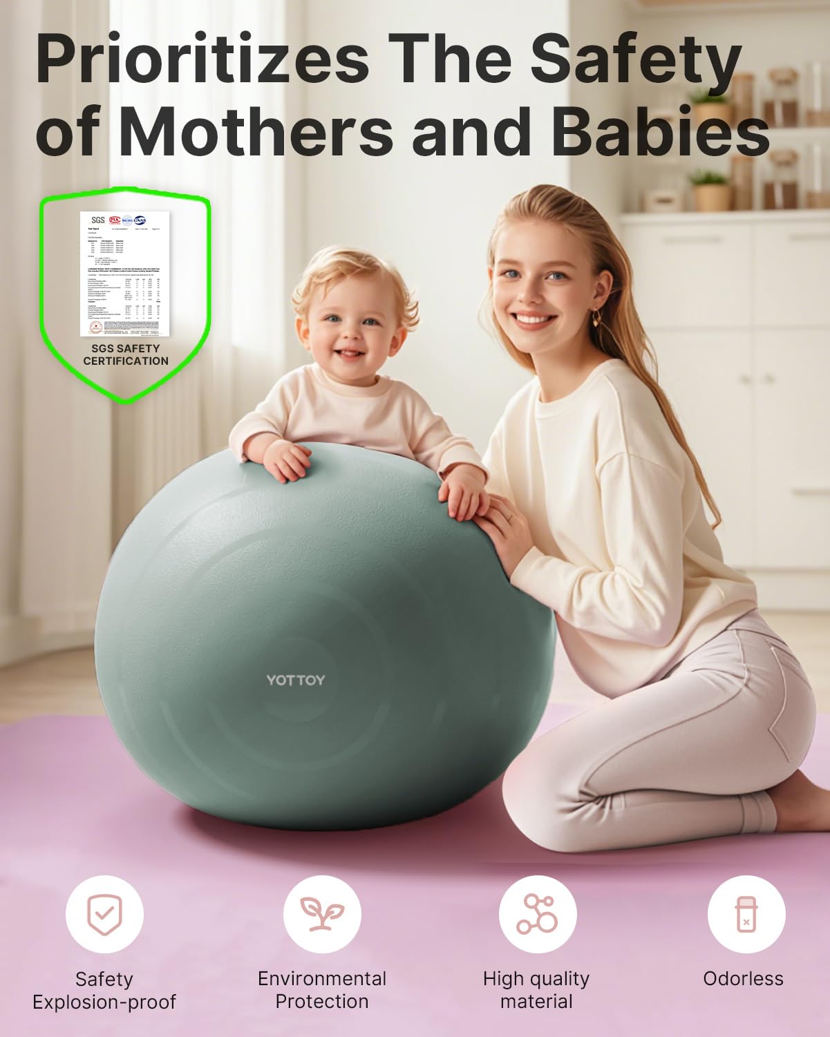 YOTTOY Anti-Burst Exercise Ball for Working Out, Yoga & Pregnancy, Extra Thick Workout Ball for Physical Therapy & Fitness - My Store