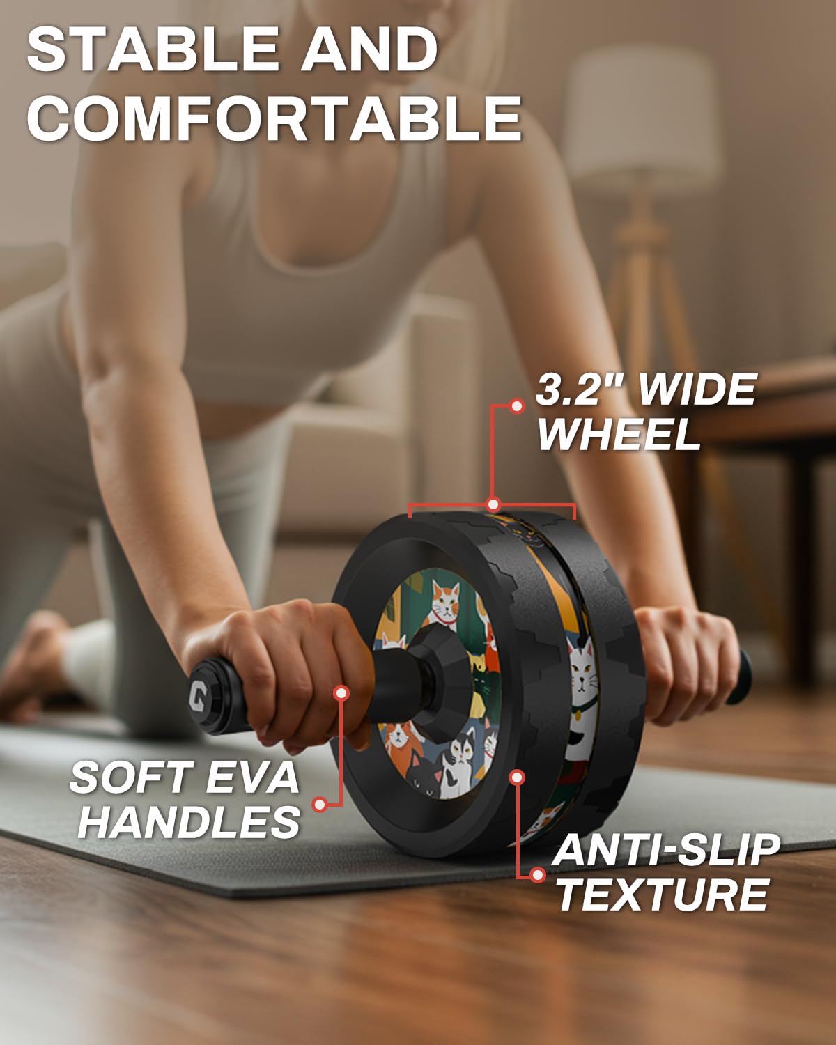 VINSGUIR Ab Roller Wheel, Abs & Core Workout Equipment for Home Gym with Knee Pad Accessories, Abdominal Wheel for Full-body Strength Training - My Store