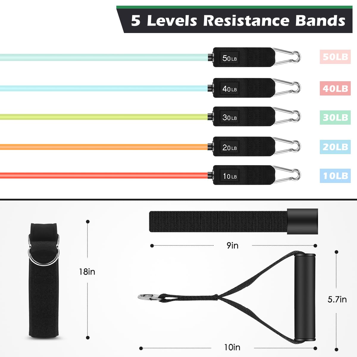 WHATAFIT Resistance Bands, Exercise Bands，Resistance Bands for Working Out, Work Out Bands with Handles for Men and Women Fitness, Strength Training Home Gym Equipment - My Store