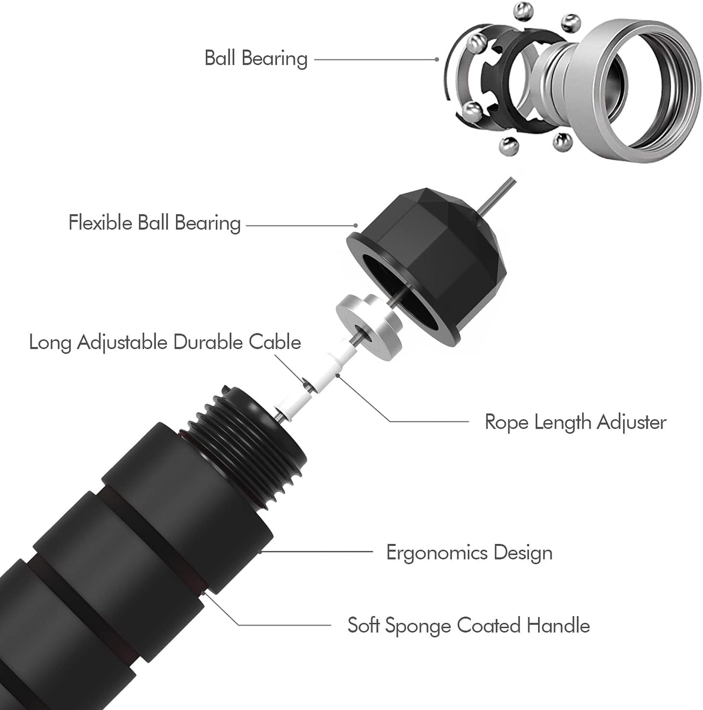 Jump Rope, Tangle-Free Rapid Speed Jumping Rope Cable with Ball Bearings for Women, Men, and Kids, Adjustable Steel Jump Rope with Foam Handles for Home Gym Exercise Fitness Workout Equipment & Slim Body - My Store