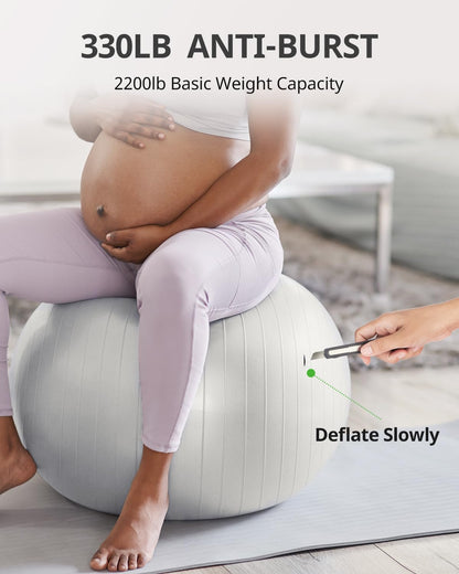 Trideer Extra Thick Yoga Ball Exercise Ball, 5 Sizes Gym Ball, Heavy Duty Ball Chair for Balance, Stability, Pregnancy, Quick Pump Included - My Store