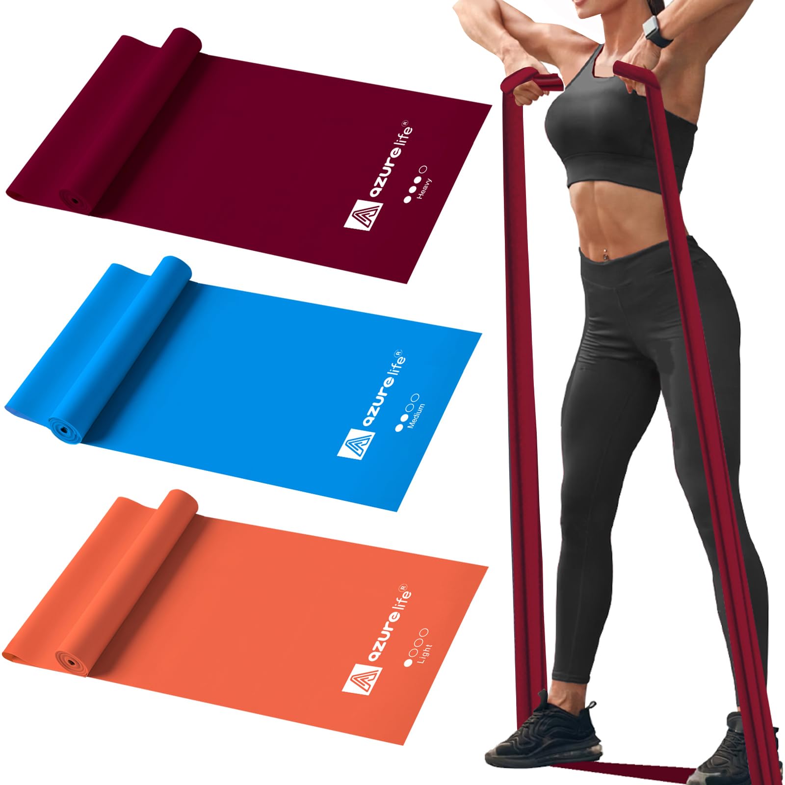 Resistance Bands,Professional Long Non-Latex Elastic Stretch Bands,Exercise Bands for Physical Therapy, Yoga, Pilates, Rehab, at-Home or The Gym Workouts, Strength Training - My Store