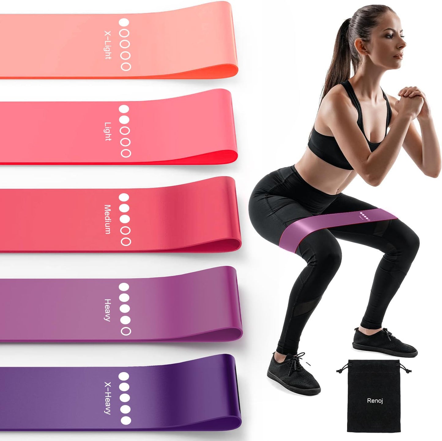 Resistance Bands for Working Out, Elastic Exercice Loop Bands for Physical Therapy, Yoga Starter Set of Stretch Bands for Booty Legs, Pilates Flexbands - My Store