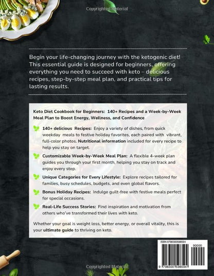 Keto Diet Cookbook for Beginners: 140+ Recipes and a Week-by-Week Meal Plan to Boost Energy and Support Wellness. The Ultimate Guide to Health and Vitality with Low-Carb Nutrition - My Store