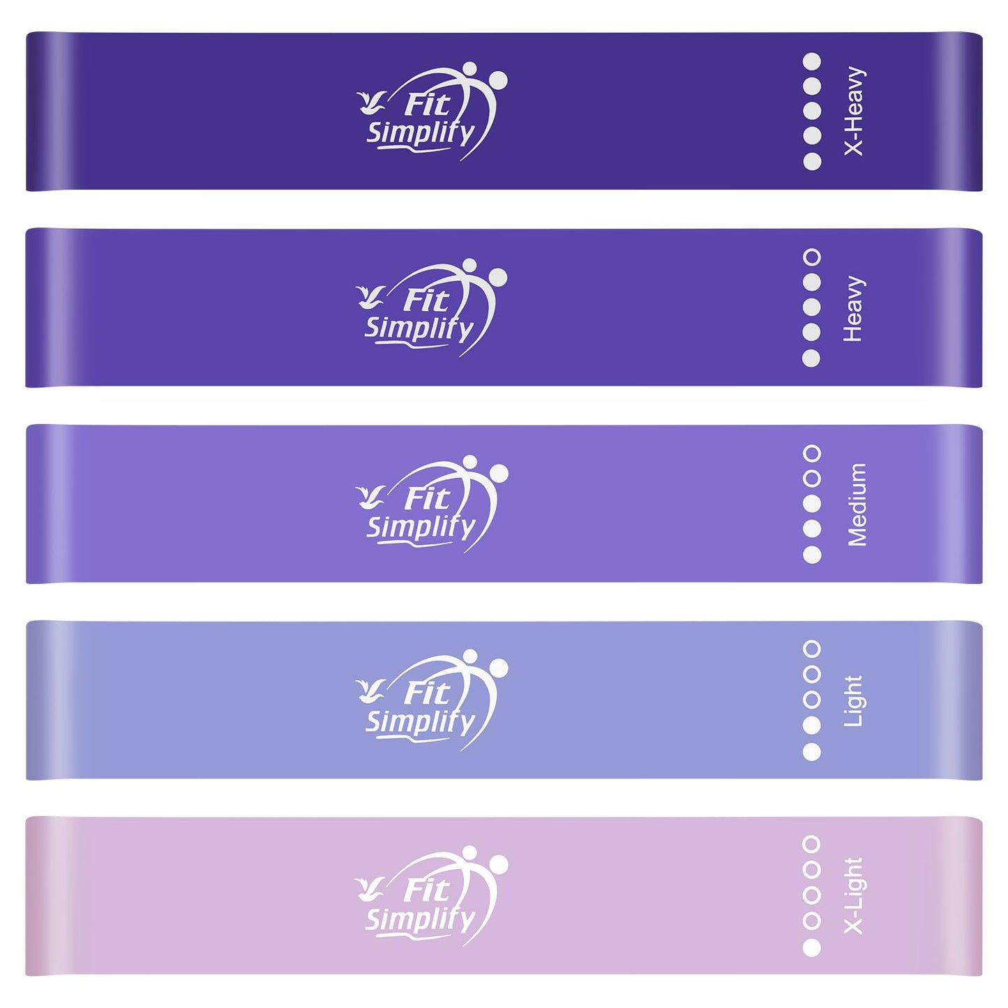 Fit Simplify Resistance Loop Exercise Bands with Instruction Guide and Carry Bag, Set of 5 - My Store