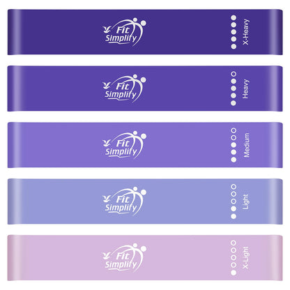 Fit Simplify Resistance Loop Exercise Bands with Instruction Guide and Carry Bag, Set of 5 - My Store