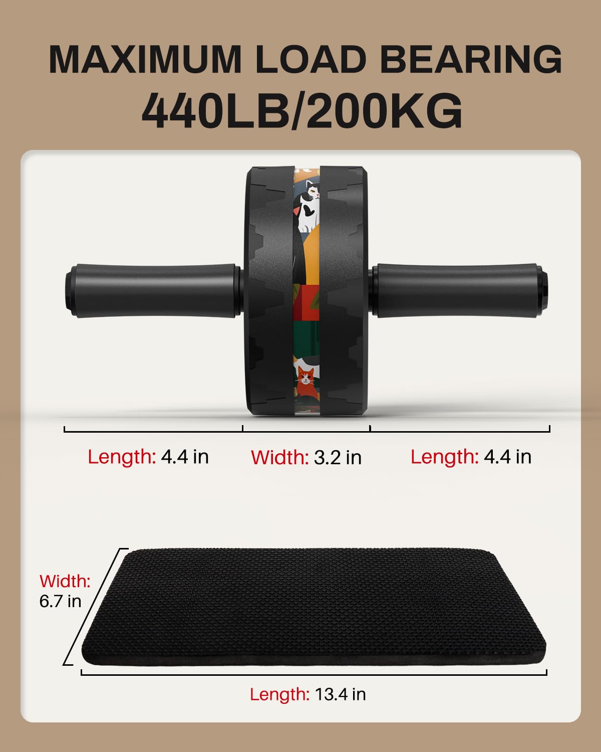 VINSGUIR Ab Roller Wheel, Abs & Core Workout Equipment for Home Gym with Knee Pad Accessories, Abdominal Wheel for Full-body Strength Training - My Store