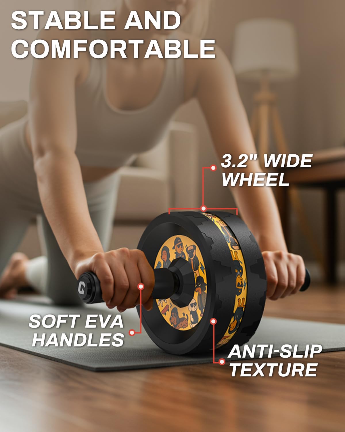VINSGUIR Ab Roller Wheel, Abs & Core Workout Equipment for Home Gym with Knee Pad Accessories, Abdominal Wheel for Full-body Strength Training - My Store