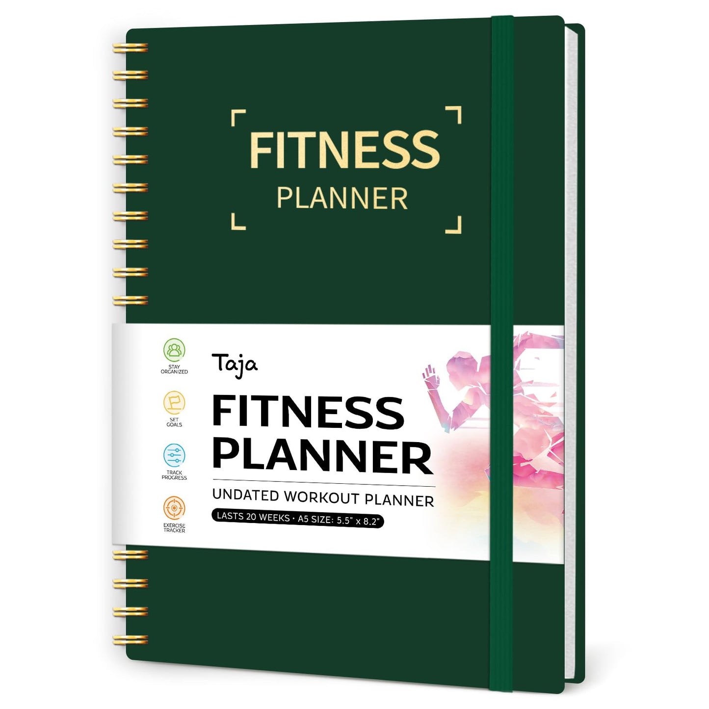 Fitness Workout Journal for Women & Men, A5(5.5" x 8.2") Workout Log Book Planner for Tracking, Progress, and Achieving Your Wellness Goals - Green - My Store