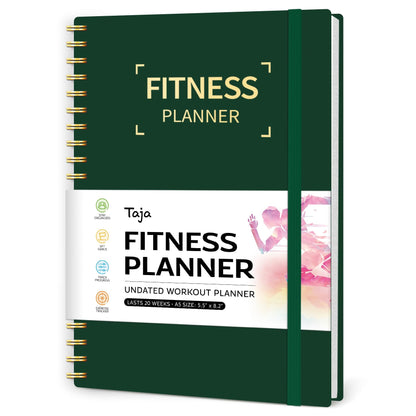Fitness Workout Journal for Women & Men, A5(5.5" x 8.2") Workout Log Book Planner for Tracking, Progress, and Achieving Your Wellness Goals - Green - My Store