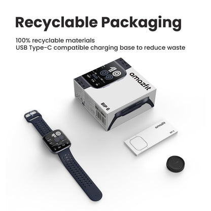 Amazfit Bip 6 Smart Watch 46mm, 14 Day Battery, 1.97" AMOLED Display, GPS & Free Maps, AI, Bluetooth Call & Text, Health, Fitness & Sleep Tracker, 140+ Workout Modes, 5 ATM Water-Resistance, Black - My Store