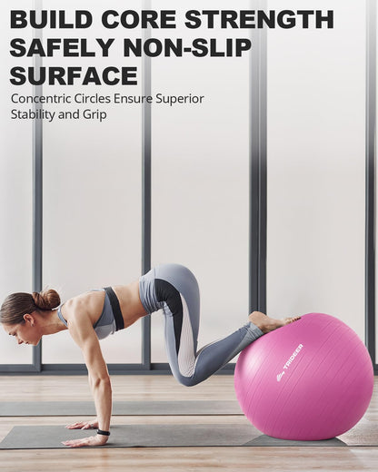 Trideer Extra Thick Yoga Ball Exercise Ball, 5 Sizes Gym Ball, Heavy Duty Ball Chair for Balance, Stability, Pregnancy, Quick Pump Included - My Store
