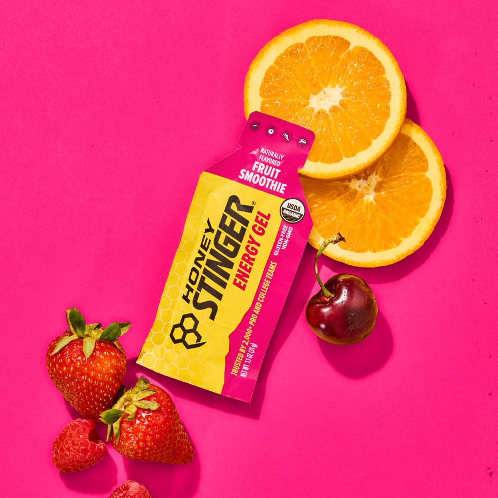 Honey Stinger Organic Fruit Smoothie Energy Gel, Gluten Free & Caffeine Free, for Exercise, Running and Performance, Sports Nutrition for Home & Gym, Pre and Mid Workout, 12 Pack, 13.2 Ounce