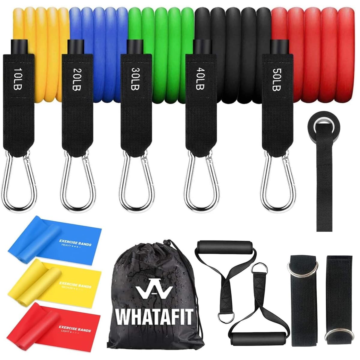 WHATAFIT Resistance Bands, Exercise Bands，Resistance Bands for Working Out, Work Out Bands with Handles for Men and Women Fitness, Strength Training Home Gym Equipment - My Store