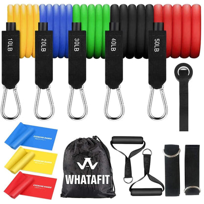 WHATAFIT Resistance Bands, Exercise Bands，Resistance Bands for Working Out, Work Out Bands with Handles for Men and Women Fitness, Strength Training Home Gym Equipment - My Store