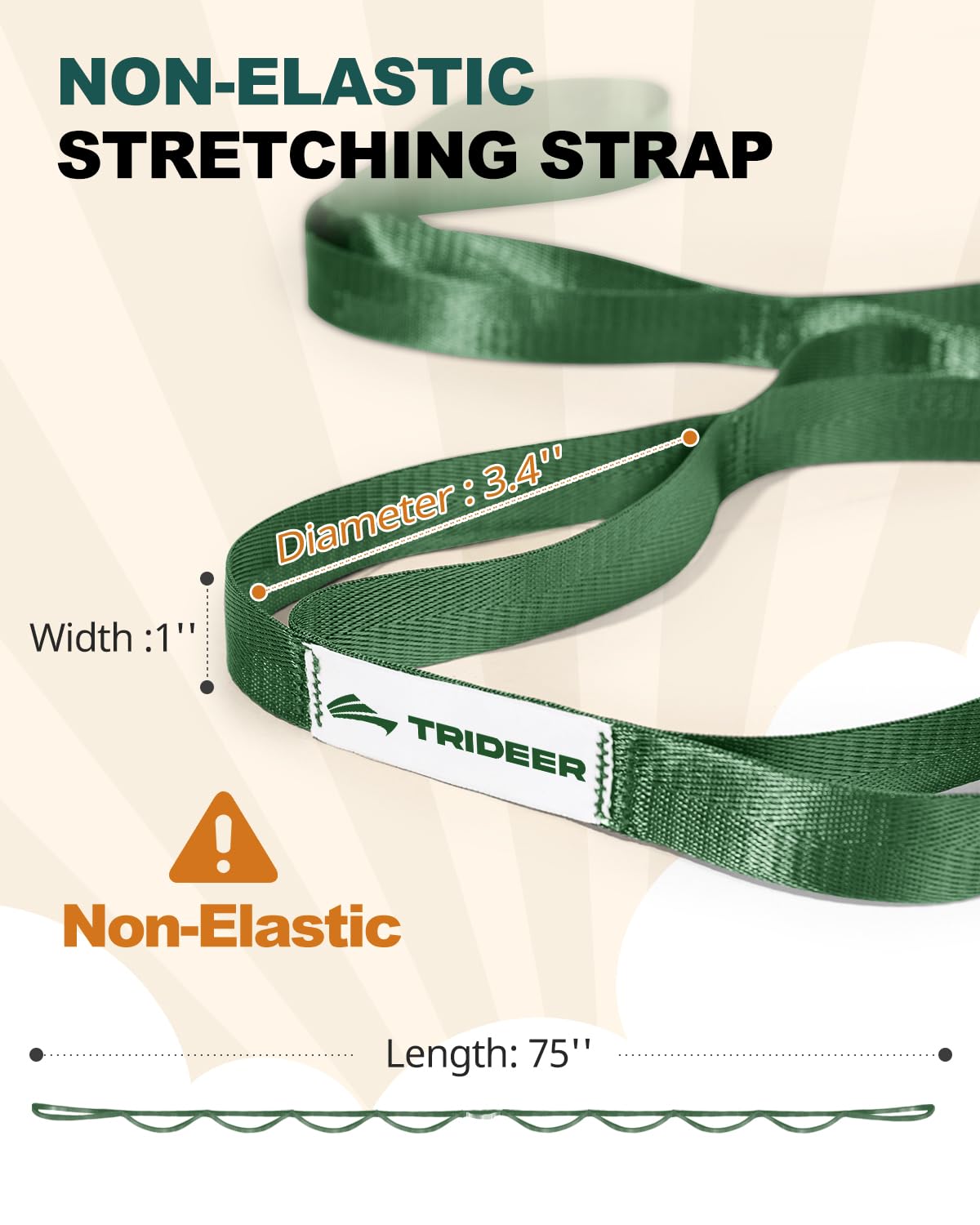 Trideer Stretching Strap Yoga Strap Physical Therapy for Home Workout, Exercise, Pilates and Gymnastics, 10 Loops Non-Elastic Stretch Bands with Aesthetic Packaging for Women & Men - My Store