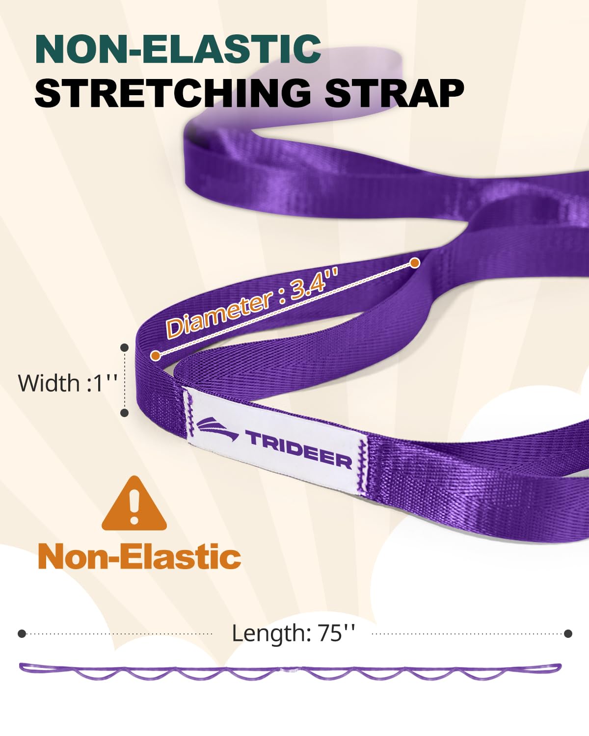 Trideer Stretching Strap Yoga Strap Physical Therapy for Home Workout, Exercise, Pilates and Gymnastics, 10 Loops Non-Elastic Stretch Bands with Aesthetic Packaging for Women & Men - My Store