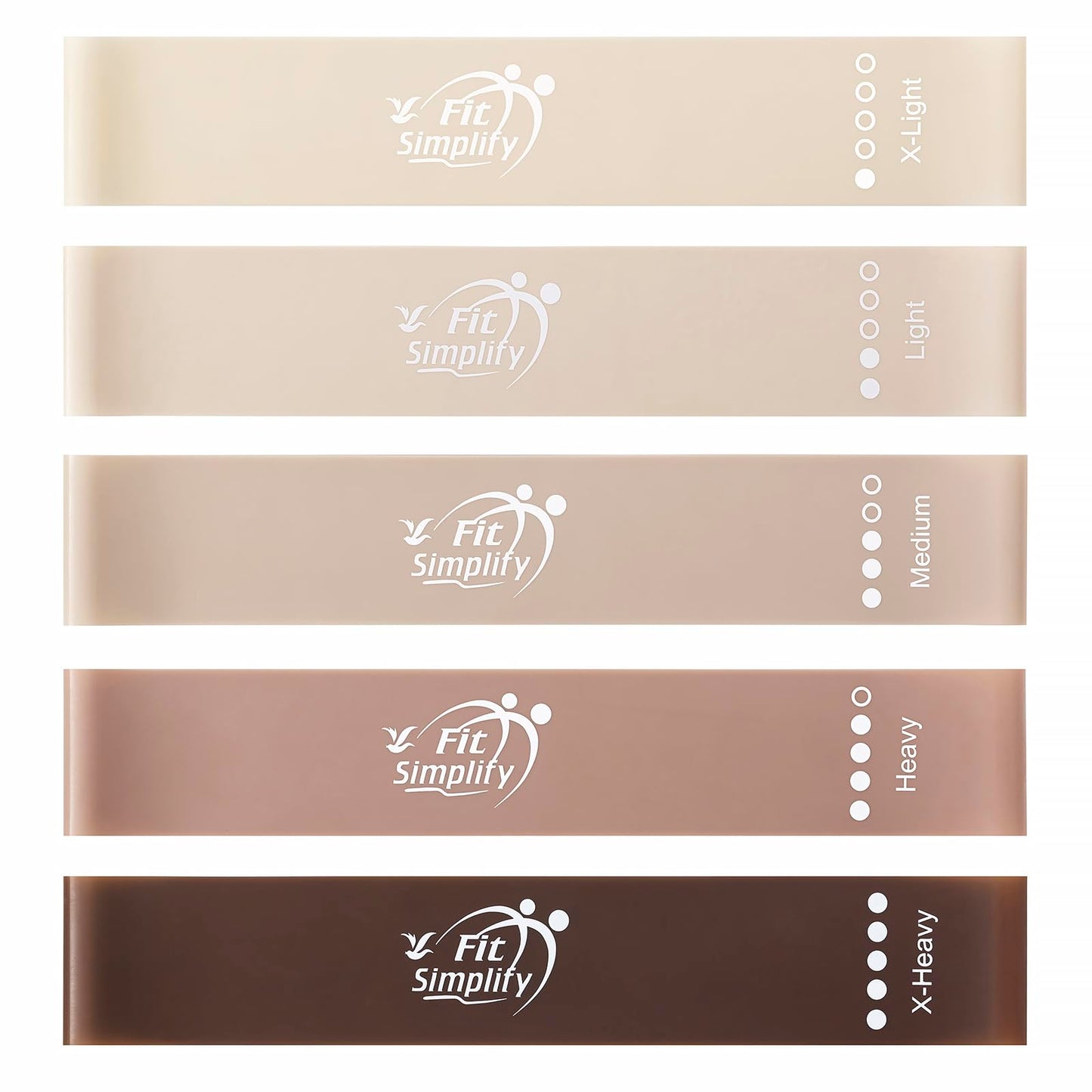 Fit Simplify Resistance Loop Exercise Bands with Instruction Guide and Carry Bag, Set of 5 - My Store