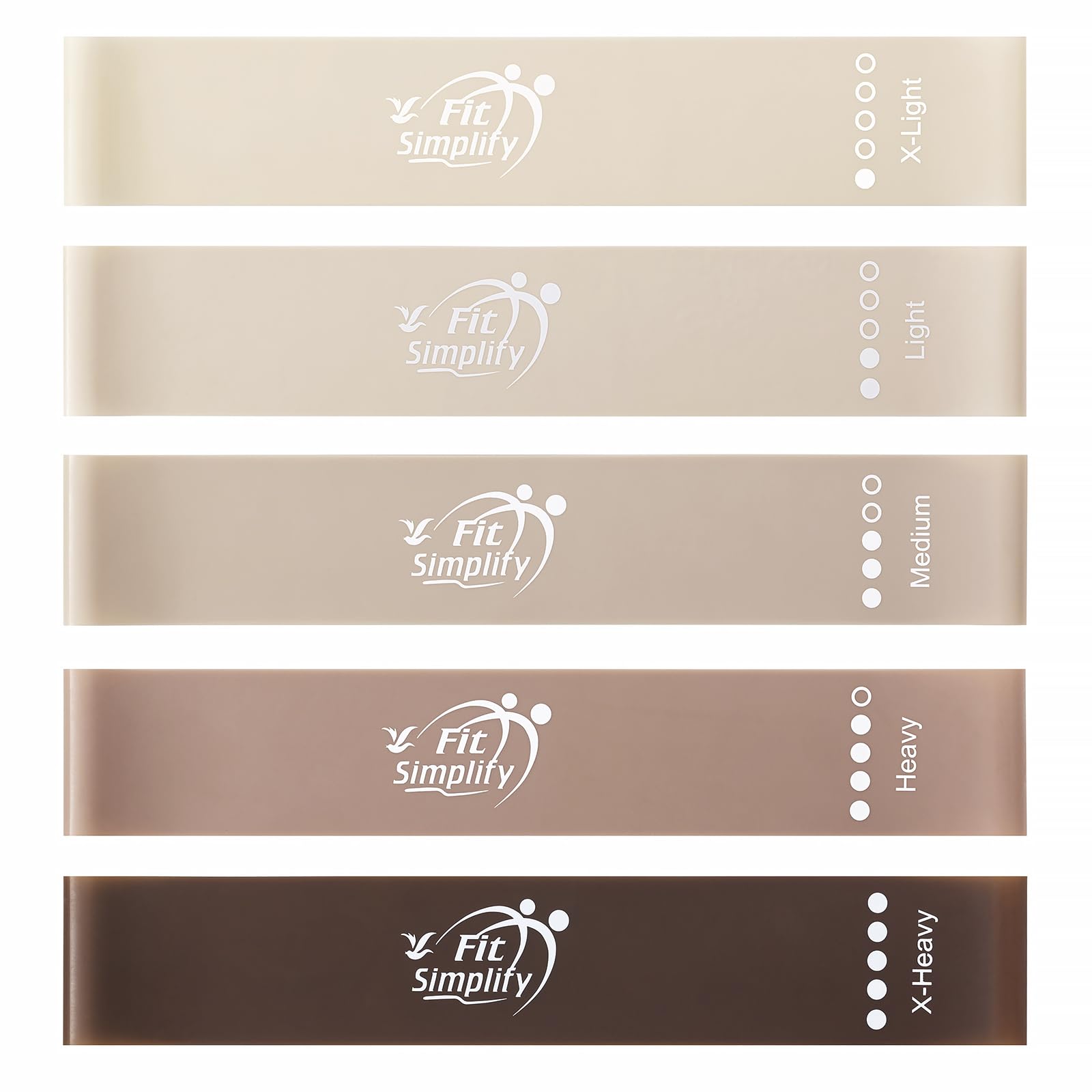 Fit Simplify Resistance Loop Exercise Bands with Instruction Guide and Carry Bag, Set of 5 - My Store