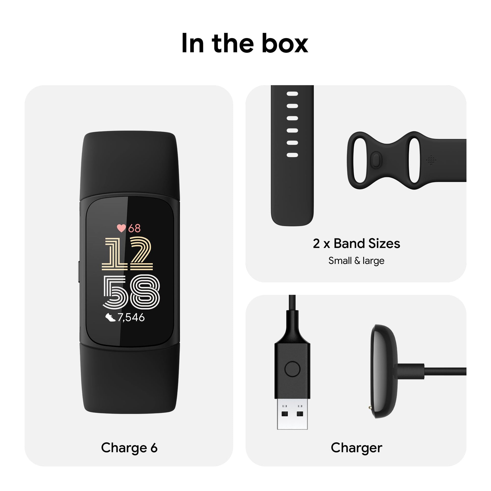 Fitbit Charge 6 Fitness Tracker with Google apps, Heart Rate on Exercise Equipment, 6-Months Premium Membership Included, GPS, Health Tools and More, Obsidian/Black, One Size (S & L Bands Included) - My Store