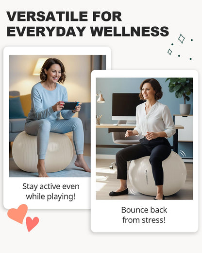 Trideer Extra Thick Yoga Ball Exercise Ball, 5 Sizes Gym Ball, Heavy Duty Ball Chair for Balance, Stability, Pregnancy, Quick Pump Included - My Store